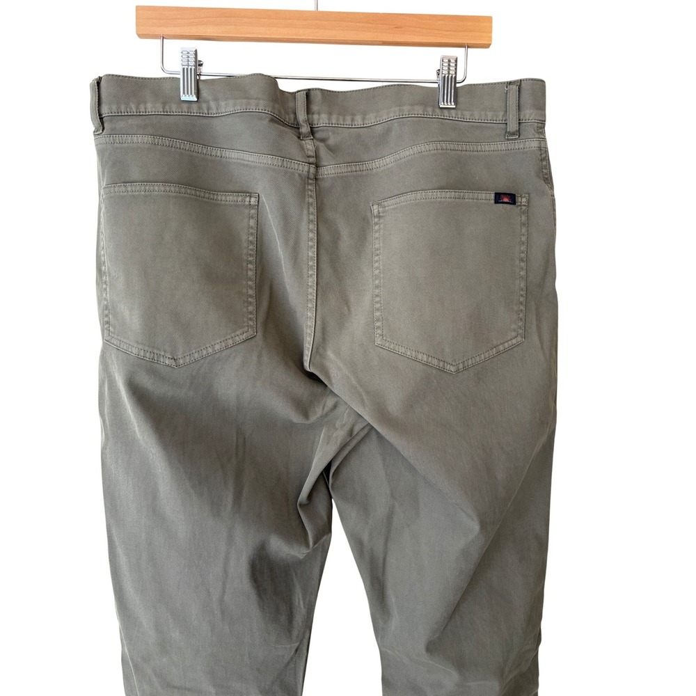 Faherty Brand Men Olive Green Organic Cotton 5-Pocket Straight Pants Size 36 - Picture 5 of 12